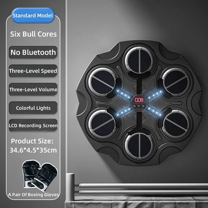 Smart Music Boxing Trainer - Wall-Mounted Electronic Strike Target for Home Indoor Training & Reaction Development