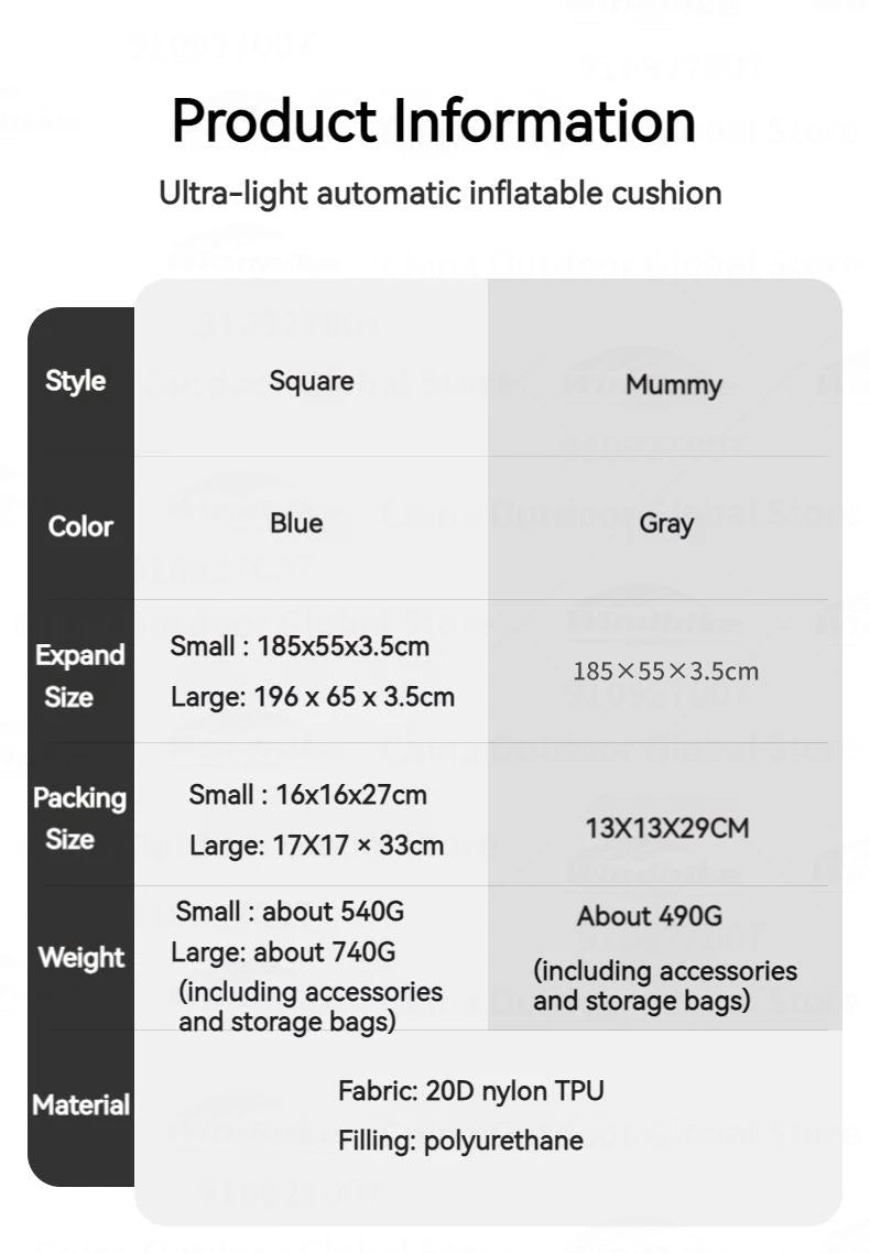 Ultralight Self-Inflating Air Mattress - Quick Folding Portable Camping Bed