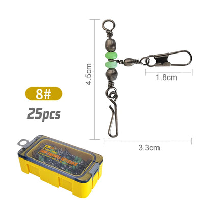 Premium Fishing Swivel Connector Set - Size 8# 10# with Bearing Rolling Swivel & Interlock Snap