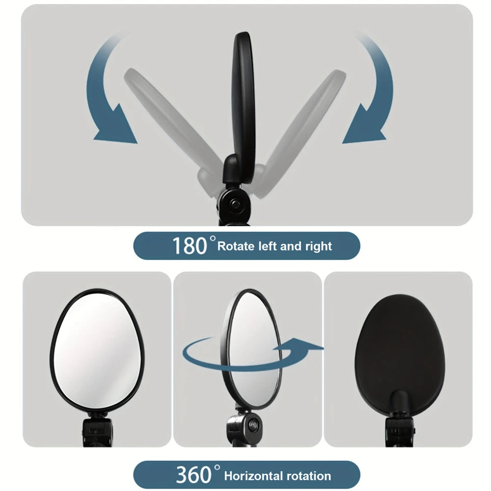 2PCS Universal Bike Handlebar Mirror - 360° Adjustable Rotatable Rearview for MTB & Road Bikes