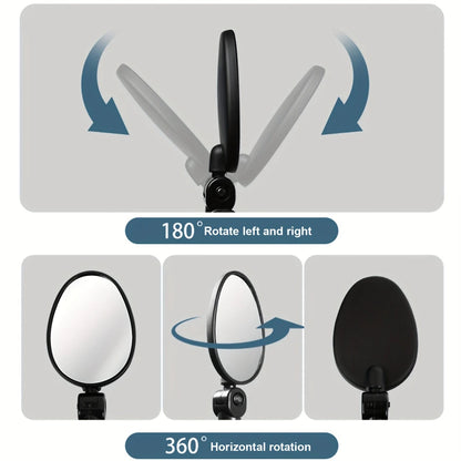 2PCS Universal Bike Handlebar Mirror - 360° Adjustable Rotatable Rearview for MTB & Road Bikes