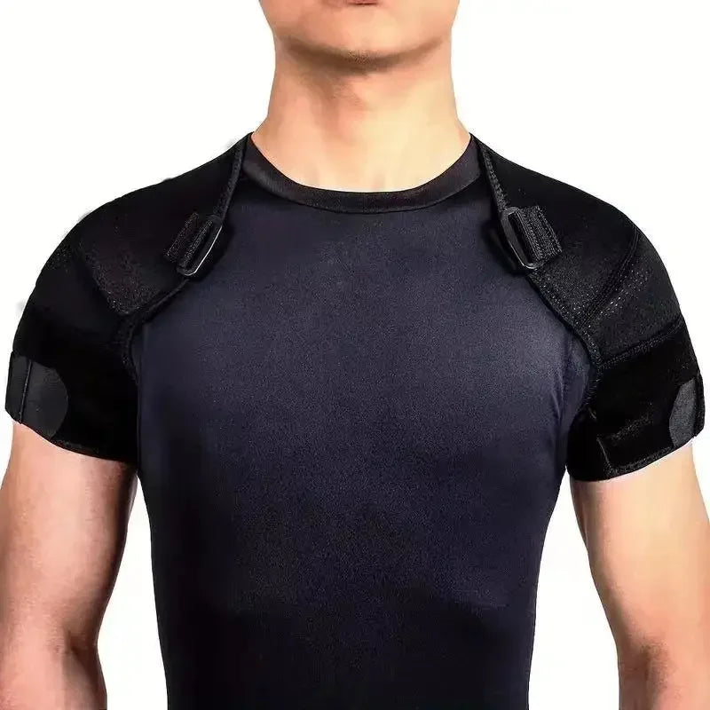 Adjustable Cross Compression Shoulder Brace - Double Bandage Support Strap for Rotator Cuff, Posture Correction & Joint Pain Relief