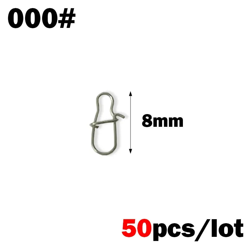 50PCS Stainless Steel Pin Swivel Fishing Accessories - Connector Lure Clip Rolling Swivels for Sea Fishing