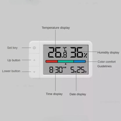 Mini Digital Thermometer Hygrometer with Clock – HD Weather Station for Training Spaces