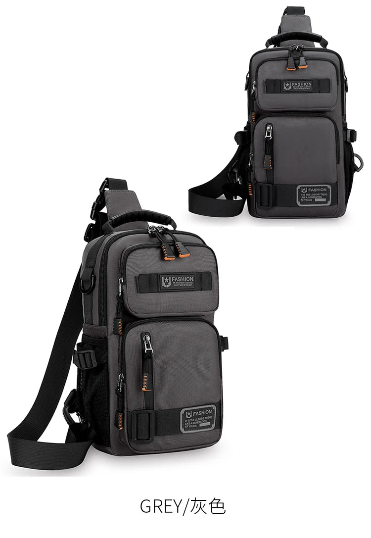 Men's Oxford Chest Pack - Unisex Crossbody Waist Bag with Zipper Pockets