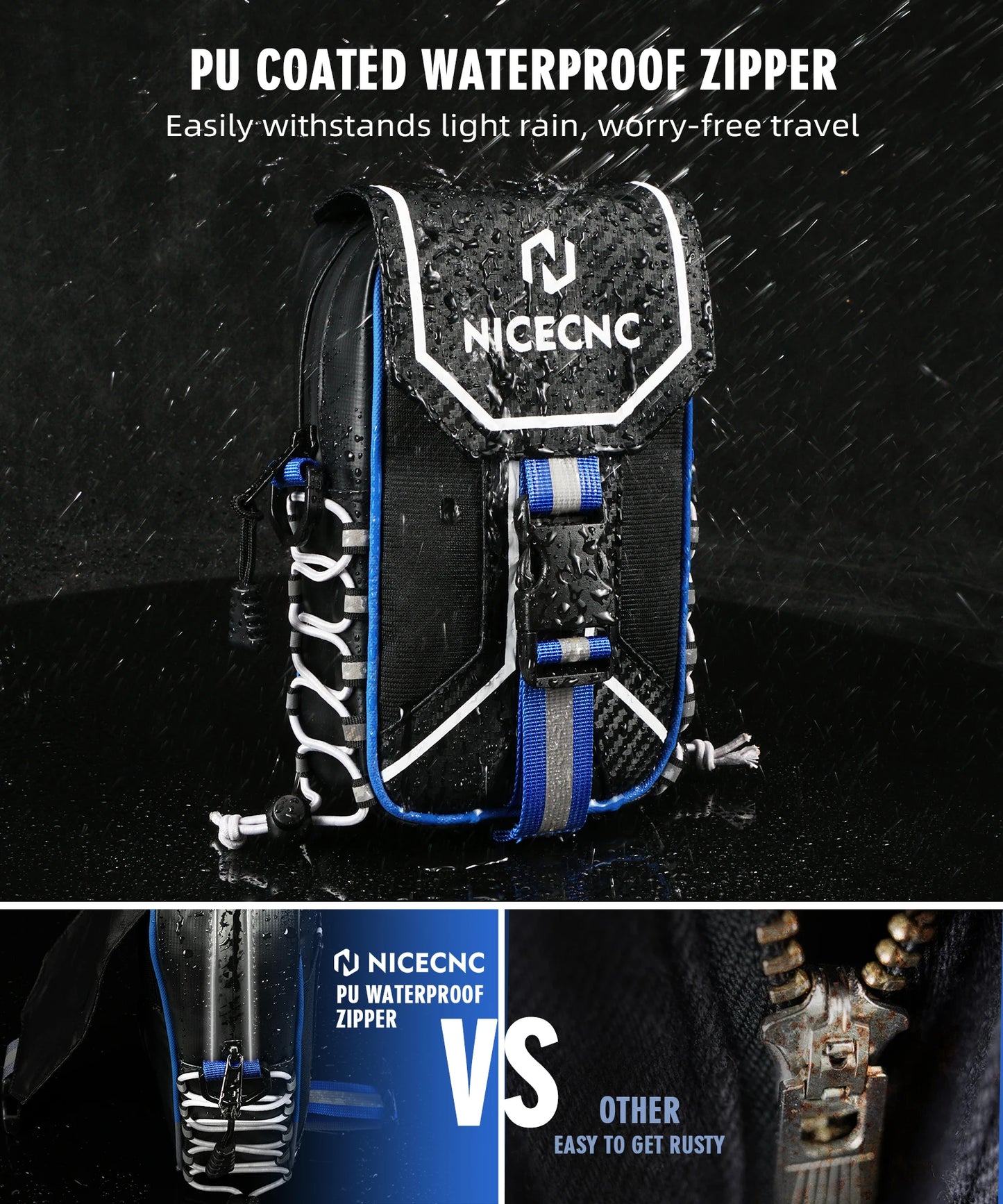 NICECNC Water-Resistant Front Fender Tool Bag for Yamaha YFZ 450 YFZ450R YFZ450X YFZ450SE - ATV Off-Road Storage Pack