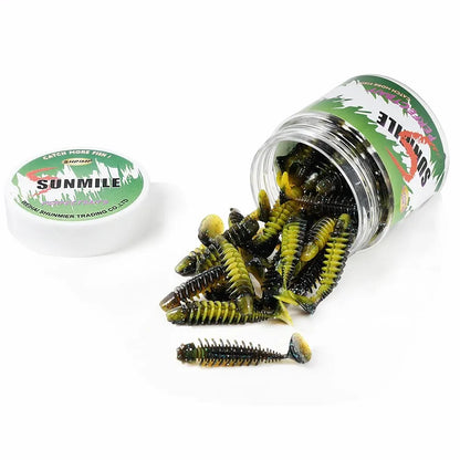 SUNMILE Artificial Soft Bait Fishing Worms - 4cm/0.6g - 20 Piece Set - Rock Fishing Wobblers for Perch, Trout & Bass