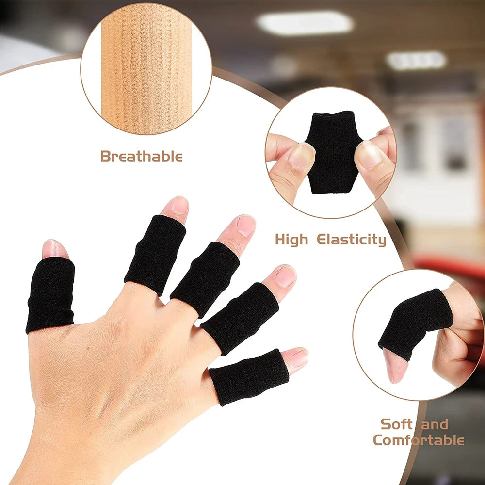 Compression Finger Sleeves - 10 Pack Nylon Support Protector for Basketball, Volleyball, Golf & Sports (4cm)