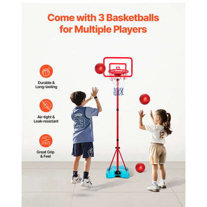 VEVOR Toddler Adjustable Basketball Hoop 104-190CM Rack for Kids Outdoor Indoor Ball Sport Backboard Rim Shoot Children Toys