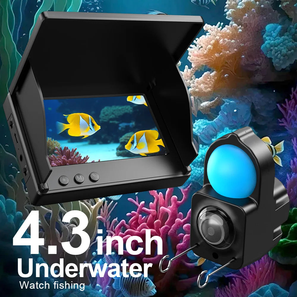 Handheld Fish Finder with 4.3 Inch 1080P LCD Display - Portable Underwater Fishing Camera with 120° View and Night Vision