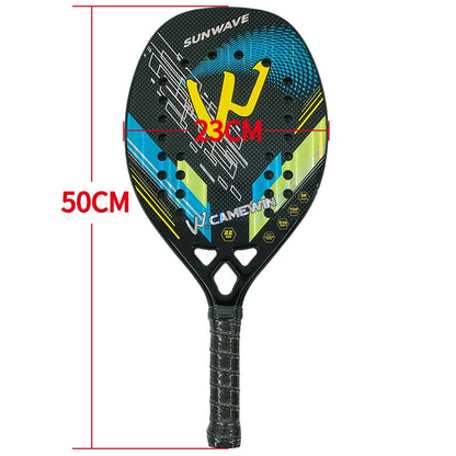 3K Carbon Fiber Beach Tennis Racket - Full Carbon Rough Surface for Men & Women - Complete Set