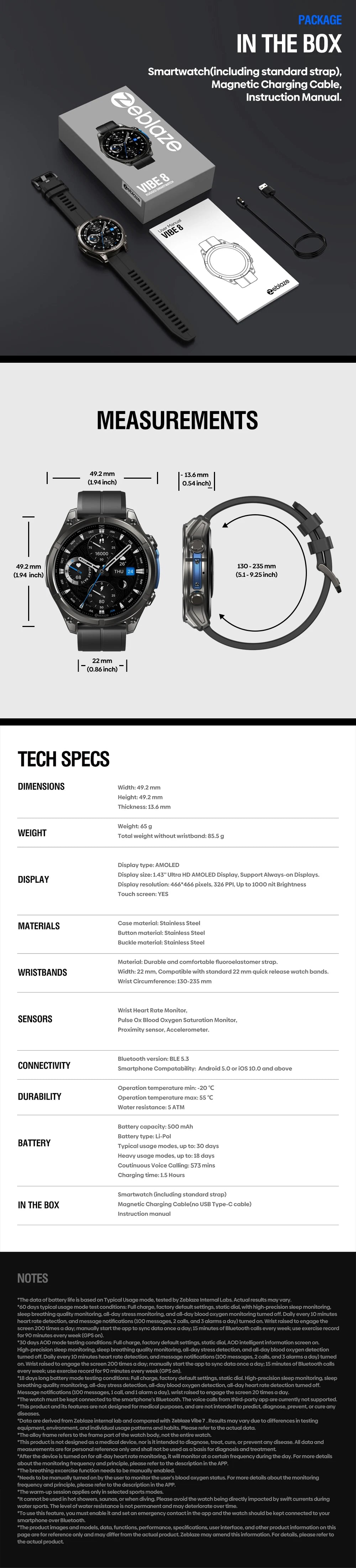 1.43" AMOLED Smart Watch with Voice Calling - Built-in Flashlight, Heart Rate & Blood Pressure Monitor