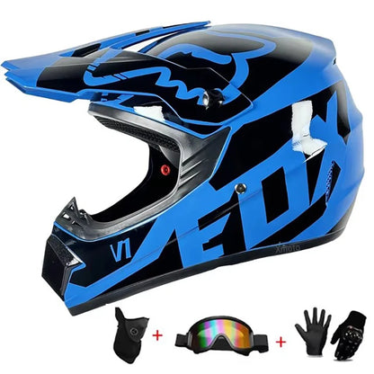 Kids Motocross Helmet Kit - DOT/ECE Certified Full-Face Helmet with Goggles & Gloves (Youth Off-Road Protection Set)