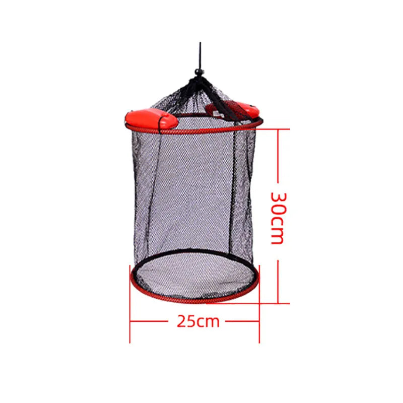 Portable Floating Fishing Net - Thickened Woven Mesh Landing Basket with Anti-Jump Design for Fish, Shrimp & Lobster Storage