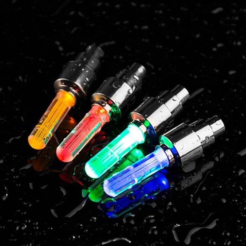 LED Tire Valve Cap Lights - Waterproof Neon Flash Lamp for Car, Motorcycle & Bicycle Wheels (2/4 Pack)
