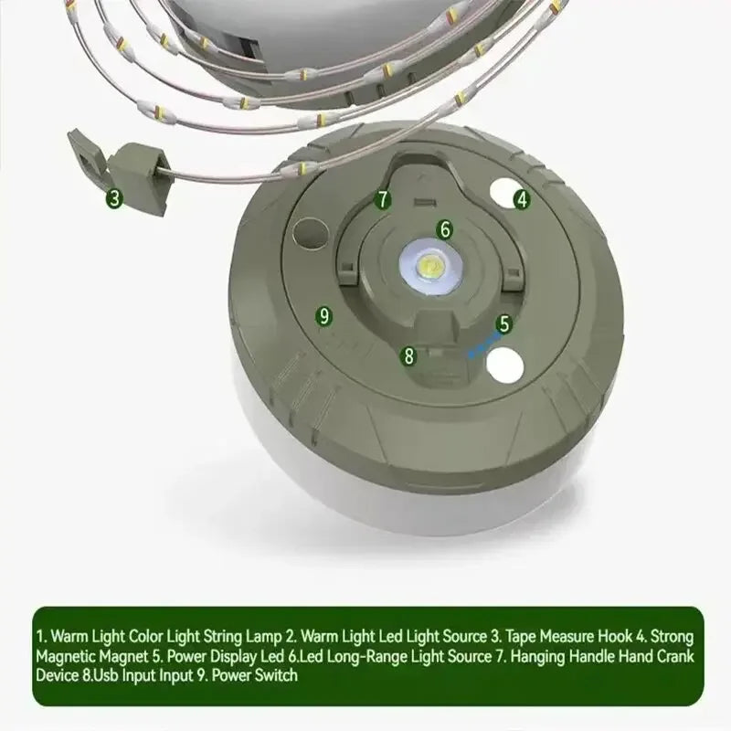 Rechargeable 10M LED Light Strip - Waterproof Camping Atmosphere Lamp Belt for Outdoor Tent Garden Room Decoration