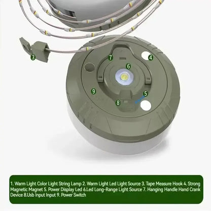 Rechargeable 10M LED Light Strip - Waterproof Camping Atmosphere Lamp Belt for Outdoor Tent Garden Room Decoration