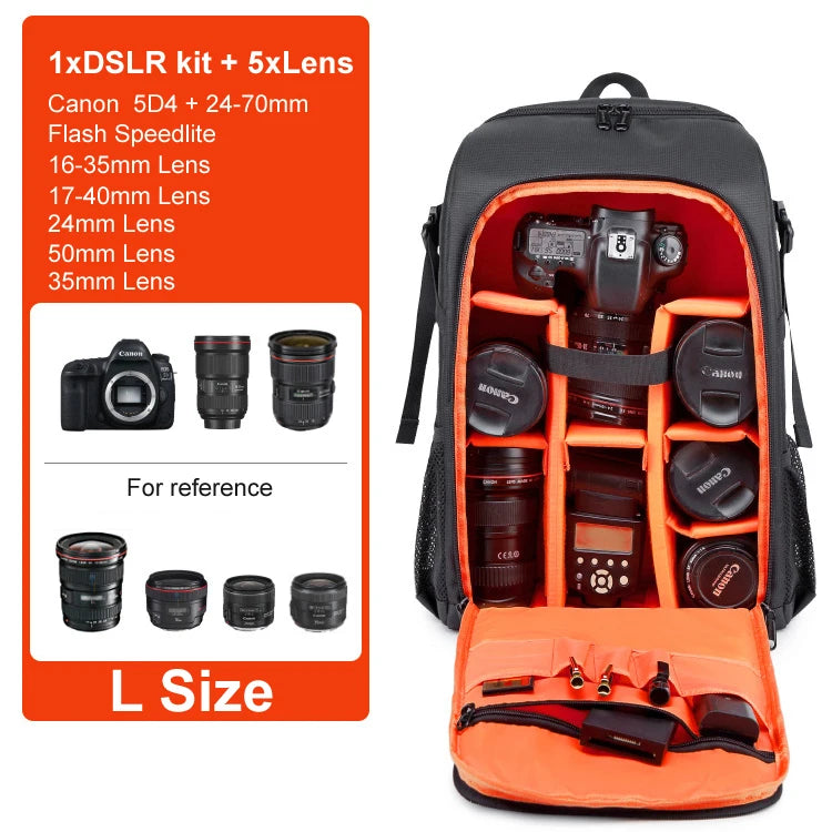 Large Capacity Camera Backpack - Waterproof DSLR Bag with Tripod Holder & Rain Cover