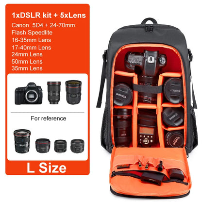 Large Capacity Camera Backpack - Waterproof DSLR Bag with Tripod Holder & Rain Cover