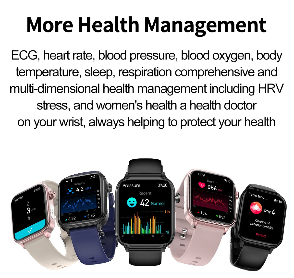 Advanced Health Monitoring Smart Watch - ECG+PPG, Blood Pressure, Heart Rate, 1.96" AMOLED Display, 100+ Sports Modes (Men & Women)