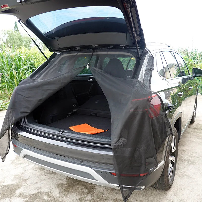 SUV & RV Tailgate Mosquito Net - Magnetic Mesh Curtain, Breathable & Eco-Friendly