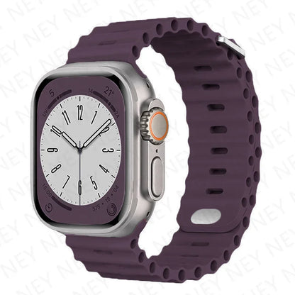 Ocean Strap Silicone Band for Apple Watch - Compatible with Ultra 2, Series 9/8/7/6/5/4/3/SE - All Sizes (49mm, 45mm, 44mm, 42mm, 41mm, 40mm) - Premium Silicone Bracelet Wristband
