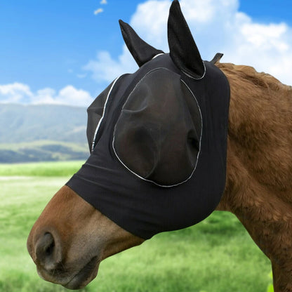 Breathable Mesh Horse Fly Mask - Anti-Mosquito Knitted Equestrian Protection