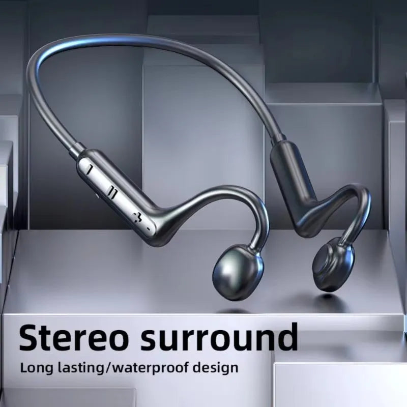 Bone Conduction Wireless Headphones - Bluetooth Sport Earphones with Mic for Running