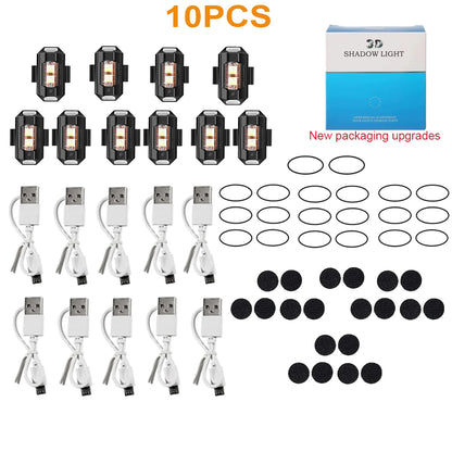 7-Color Mini USB LED Strobe Light - Anti-Collision Warning Signal for Motorcycles, Bikes, Drones & Aircraft