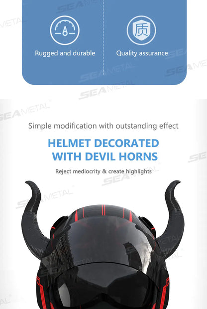 Devil Horns Motorcycle Helmet Decoration - 2-Piece Set with Suction Mount | Cosplay Styling Accessory