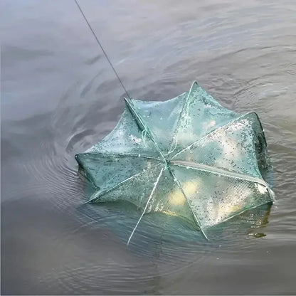 Folding Crayfish Trap - Multi-Purpose Fishing Net for Crab, Shrimp, Smelt & Eels - Casting Tackle Cage