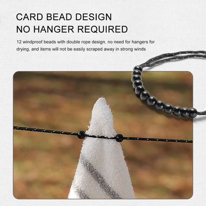 Windproof Elastic Travel Clothesline 3M with 12 Clips - Portable Stretch Laundry Line for Camping, Hotel, Trip & Cruise