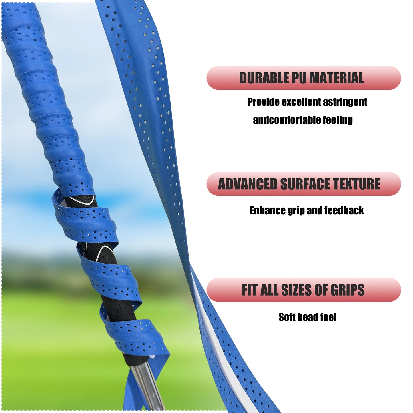 Premium Golf Grip Tape - Non-Slip PU Club Grip Wrap with Sweat-Proof Technology - Universal Fit for Drivers, Irons & Putters