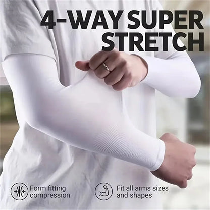 10 Pairs Summer Cycling Ice Silk Arm Sleeves - UV Protection Cooling Arm Covers for Running & Outdoor Sports - Fingerless Unisex