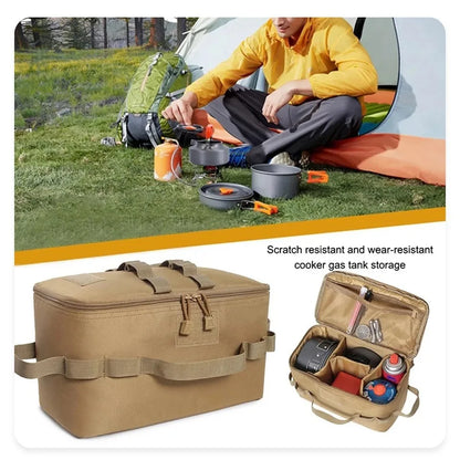Large Capacity Camping Gas Canister Storage Bag - Multi-Purpose Outdoor Cookware & Ground Nail Tool Organizer Kit