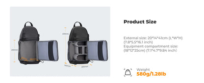 Camera Sling Backpack 10L - Waterproof DSLR/SLR Photography Bag