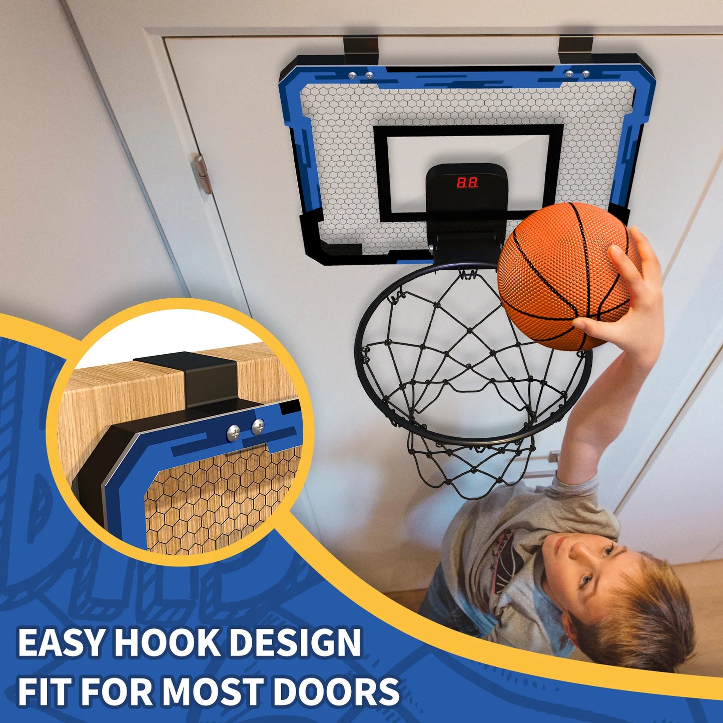 Wall-Mounted Ring Basketball Hoop – Indoor Training Mini Basketball Toy Set for Kids, Ideal for Home and Outdoor Play