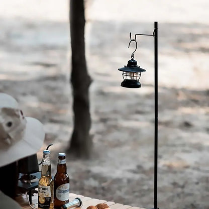 Portable Camping Lantern Stand - Detachable Tabletop Light Holder with Hangers for Hiking & Tourist Equipment