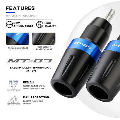 YAMAHA MT-07/FZ-07 Frame Sliders - Crash Protection Pads for MT07 2014-2025, Tracer 700/GT - Motorcycle Falling Protection Accessories