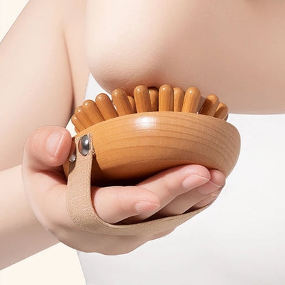 Wooden Body & Scalp Massage Brush - Natural Beech Air Cushion Massager for Anti-Cellulite & Relaxation