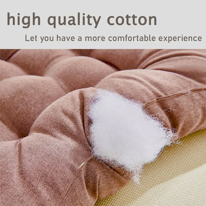 Square Seat Cushion - Linen & Pearl Cotton Blend with Removable Washable Cover - Protective Mat for Home, Office & Computer Chair