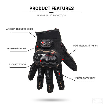 Winter Motorcycle Gloves - Windproof Waterproof Touch Screen Motocross Riding Gloves for Men