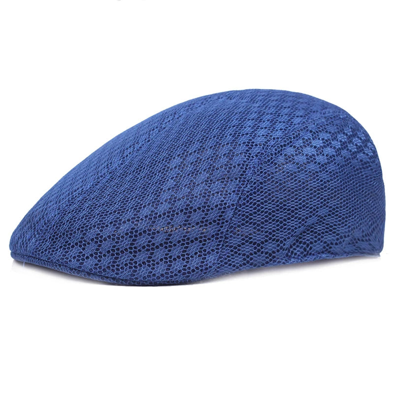 Breathable Mesh Beret Cap - Adjustable Newsboy Style Flat Hat for Men & Women - Summer Casual