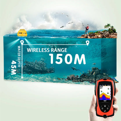 Wireless Fish Finder - Rechargeable Sonar Sensor 45M Depth for Portable Fishing