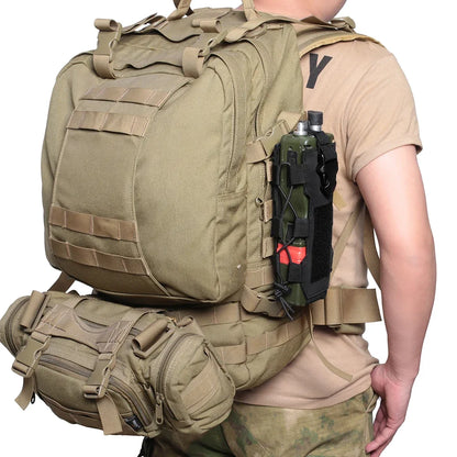 Tactical MOLLE Water Bottle Holder - Military Grade Drawstring Pouch for Outdoor Camping & Hunting