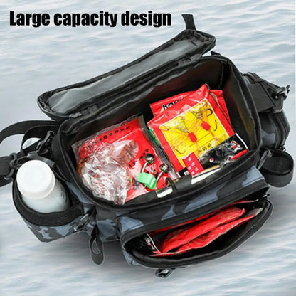 Portable Fishing Tackle Shoulder Bag - Multi-Purpose Storage with Rod Holder for Outdoor Sports & Fly Fishing