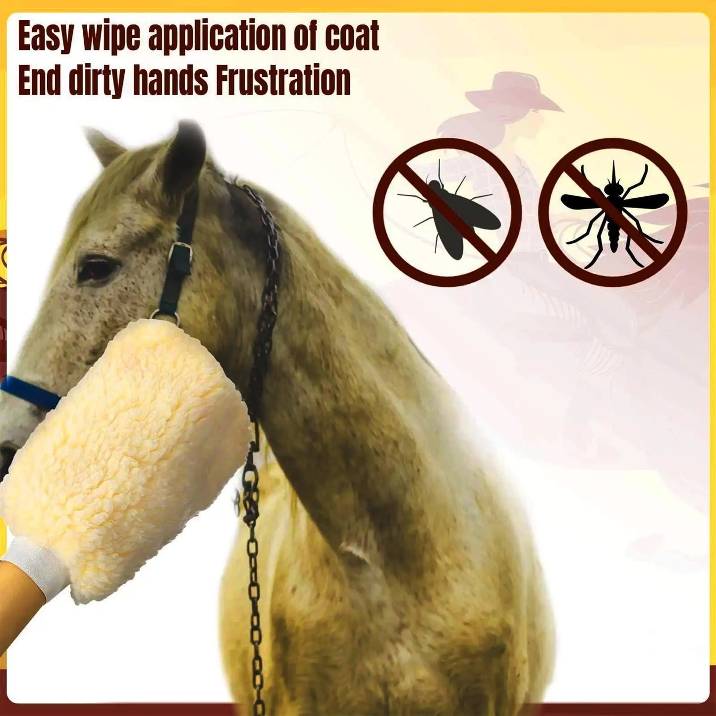 Fleece Grooming Mitt for Horses - Tick Applicator Glove for Bathing & Cleaning, Multifunctional for Cats, Dogs & Bunnies, 1pc