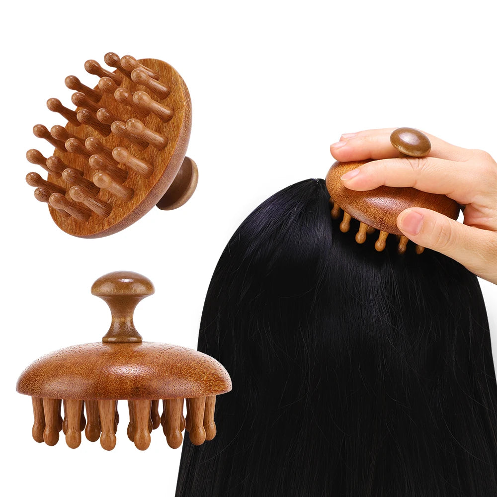 Natural Sandalwood Massage Comb - 28-Tooth Multi-Functional Scalp & Body Massager for Recovery & Relaxation
