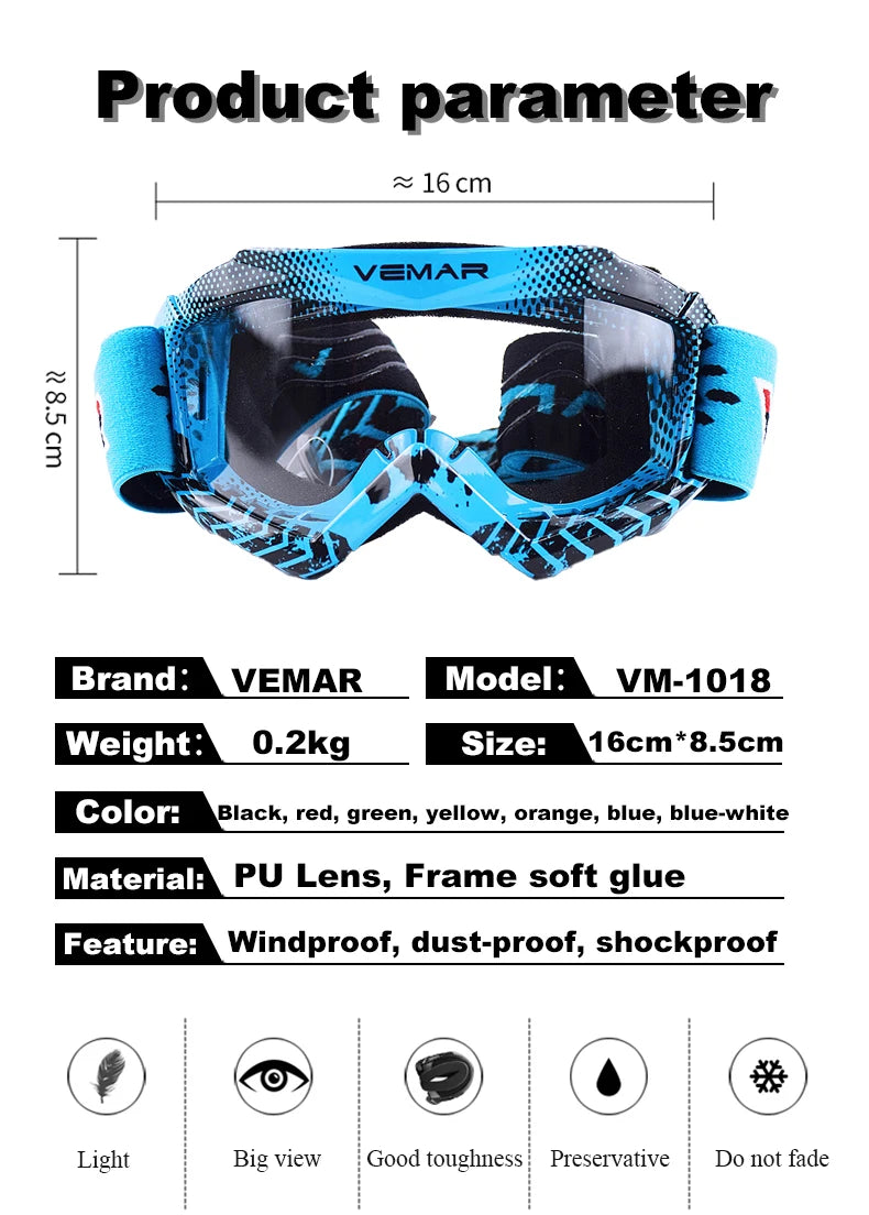 Kids Motocross Goggles - Professional MX MTB Off-Road Dirt Bike Motorcycle Glasses for Children's MX Helmet