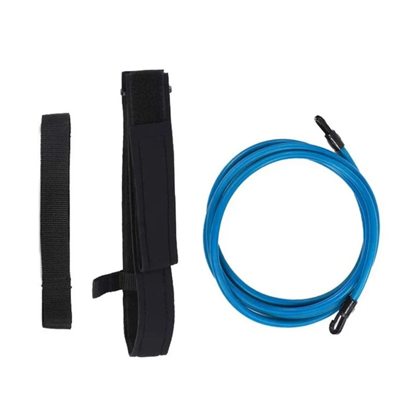 Swimming Training Resistance Belt - 4M Elastic Tether Harness with Stationary Leash for Pool Exercise and Swim Training Accessories